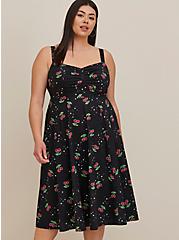 Plus Size Sweetheart Midi Dress - Poplin Cherry Black, CHERRIES BLACK, alternate