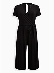 Surplice Culotte Jumpsuit - Super Soft Black, DEEP BLACK, hi-res