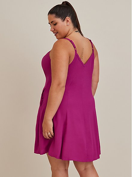 Plus Size Trapeze Mini Dress - Challis Purple, BOYSENBERRY, alternate