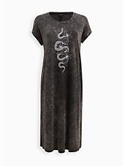 Plus Size T-Shirt Dress - Jersey Wash Snake Black, DEEP BLACK, hi-res