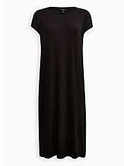 Plus Size Midi Jersey Tee Shirt Dress, DEEP BLACK, hi-res
