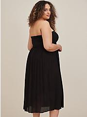 Plus Size Midi Gauze Smocked Convertible Dress, DEEP BLACK, alternate