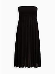 Midi Gauze Smocked Convertible Dress, DEEP BLACK, hi-res