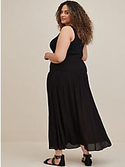 Plus Size Convertible Smocked Midi Dress - Crinkle Gauze Black, DEEP BLACK, alternate