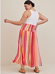 Plus Size Convertible Smocked Midi Dress - Crinkle Gauze Striped Pink, STRIPE - MULTI, alternate