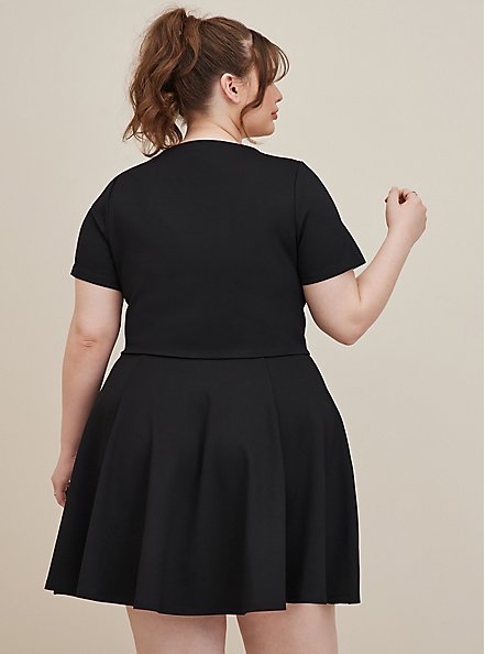 Plus Size Tank & Skater Skirt Set - Black, DEEP BLACK, alternate