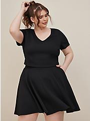 Plus Size Tank & Skater Skirt Set - Black, DEEP BLACK, hi-res