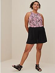 Plus Size High Neck Romper - Studio Knit Leopard Pink & Black , LEOPARD - PINK, alternate