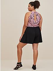 Plus Size High Neck Romper - Studio Knit Leopard Pink & Black , LEOPARD - PINK, alternate