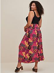 Plus Size Convertible Smocked Midi Dress - Crinkle Gauze Leaves Pink, LEAVES - MULTI, alternate