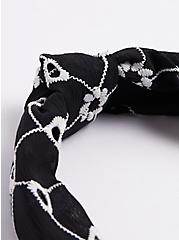 Plus Size Embroidered Headband - Black & White, , alternate
