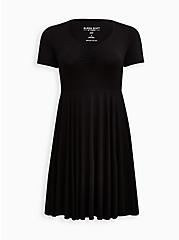 Plus Size Cinched Front Mini Dress - Super Soft Black, DEEP BLACK, hi-res