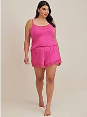 Plus Size Lace Trim Sleep Cami - Super Soft Pink, PINK, alternate