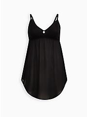 Plus Size Cami Sleep Dress - Chiffon & Lace Black, BLACK, hi-res