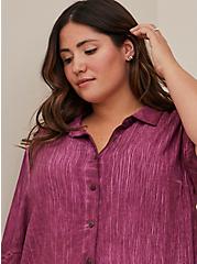 Plus Size Shirt Dress Cover-Up - Gauze Fuchsia, PINK, alternate