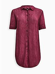 Plus Size Shirt Dress Cover-Up - Gauze Fuchsia, PINK, hi-res