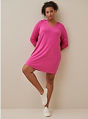 Plus Size Hooded Tunic Dress - Super Soft Hot Pink , PINK, alternate