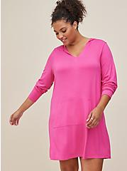 Plus Size Hooded Tunic Dress - Super Soft Hot Pink , PINK, alternate