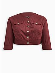 Plus Size Cropped Jacket - Poplin Purple, WILD GINGER BURGUNDY, hi-res
