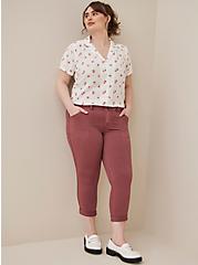 Plus Size Aviator Crop Pant - Twill Dusty Red, WILD GINGER: BURGUNDY, hi-res