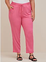 Plus Size Drawstring Taper Trouser - Challis Pink, FANDANGO PINK: PINK, alternate