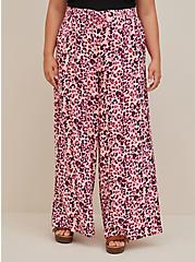 Plus Size Wide Leg Pant - Challis Leopard Pink, LEOPARD - PINK, alternate