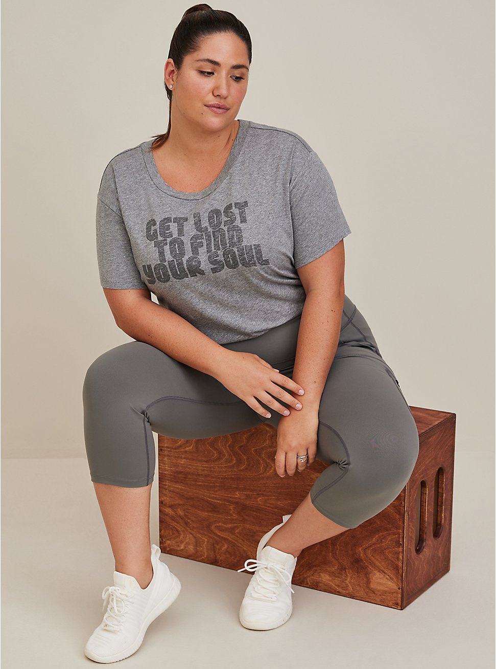 Plus Size Happy Camper Active Tee - Performance Cotton Find Your Soul Grey, HEATHER GREY, hi-res