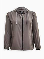 Happy Camper Stretch Woven Light Weight Active Jacket, GREY CHARCOAL, hi-res