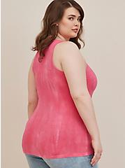 Plus Size Goddess Neck Tank - Foxy Tie Dye Pink, OTHER PRINTS, alternate