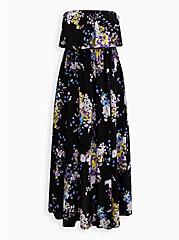 Plus Size Strapless Smocked Maxi Dress - Challis Floral Black, FLORAL - BLACK, hi-res