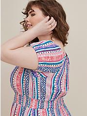 Plus Size Off Shoulder Smocked Mini Dress - Textured Stretch Rayon Multi Stripe, STRIPE - MULTI, alternate