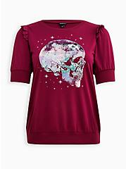 Graphic Classic Fit Lt Weight French Terry Short Sleeve Sweatshirt, SKULL PURPLE, hi-res