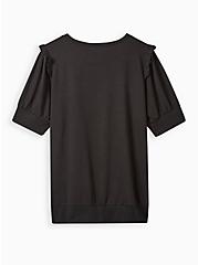 Plus Size Sweatshirt Tee - Lightweight French Terry Chasing Dreams Black, DEEP BLACK, alternate