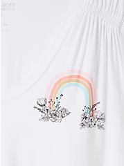 Plus Size Flutter Sleeve V-Neck Tee - Super Soft Rainbow White, BRIGHT WHITE, alternate