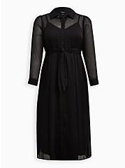Maxi Woven Shirt Dress, DEEP BLACK, hi-res
