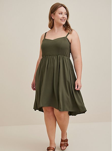 Plus Size Hi-Low Tank Dress - Challis Olive, DEEP DEPTHS, hi-res