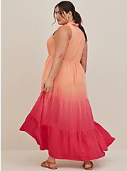 Plus Size Tiered Maxi Dress - Challis Ombre Red , DIP DYE, alternate