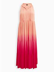 Plus Size Tiered Maxi Dress - Challis Ombre Red , DIP DYE, hi-res