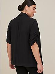 Plus Size Rouched Sleeve Blazer - Crepe Black, DEEP BLACK, alternate