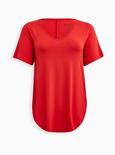 Plus Size Bell Sleeve Favorite Tee - Super Soft Red, RED, hi-res