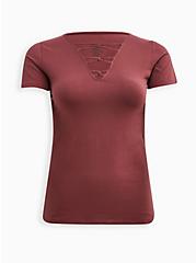 Plus Size Strappy Tee - Foxy Dusty Red, GINGER, hi-res