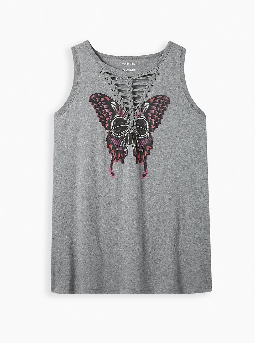 Graphic Classic Fit Super Soft V-Neck Lattice Tank, BUTTERFLY GREY, hi-res
