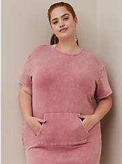 Plus Size LoveSick T-Shirt Dress - Everyday Fleece Tie Dye Mauve, MAUVE, alternate