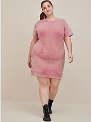 Plus Size LoveSick T-Shirt Dress - Everyday Fleece Tie Dye Mauve, MAUVE, hi-res