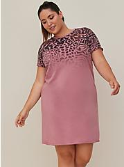 Plus Size Lovesick Destructed Dress - Cotton Overdyed Animal Dusty Pink  , PINK, alternate