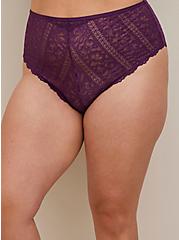 Plus Size Keyhole Tanga Panty - Lace Purple, DEEP PURPLE: PURPLE, alternate