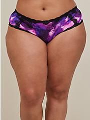 Plus Size XO Lattice Back Hipster Panty - Microfiber Galaxy Purple & Black, GRADIENT GALAXY BLACK, alternate