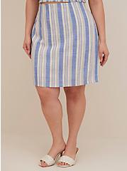 Plus Size High Waist Mini Skirt - Linen-Blend Striped Blue, STRIPE - BLUE, alternate