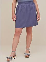 Plus Size High Waist Mini Skirt - Linen Indigo, BLUE, alternate
