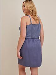 Plus Size High Waist Mini Skirt - Linen Indigo, BLUE, alternate